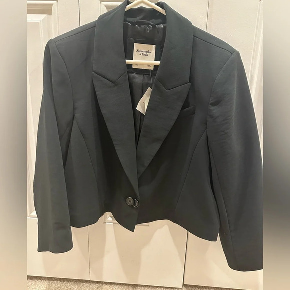Abercrombie & Fitch Cropped Blazer Jacket black L NWT - Picture 1 of 6